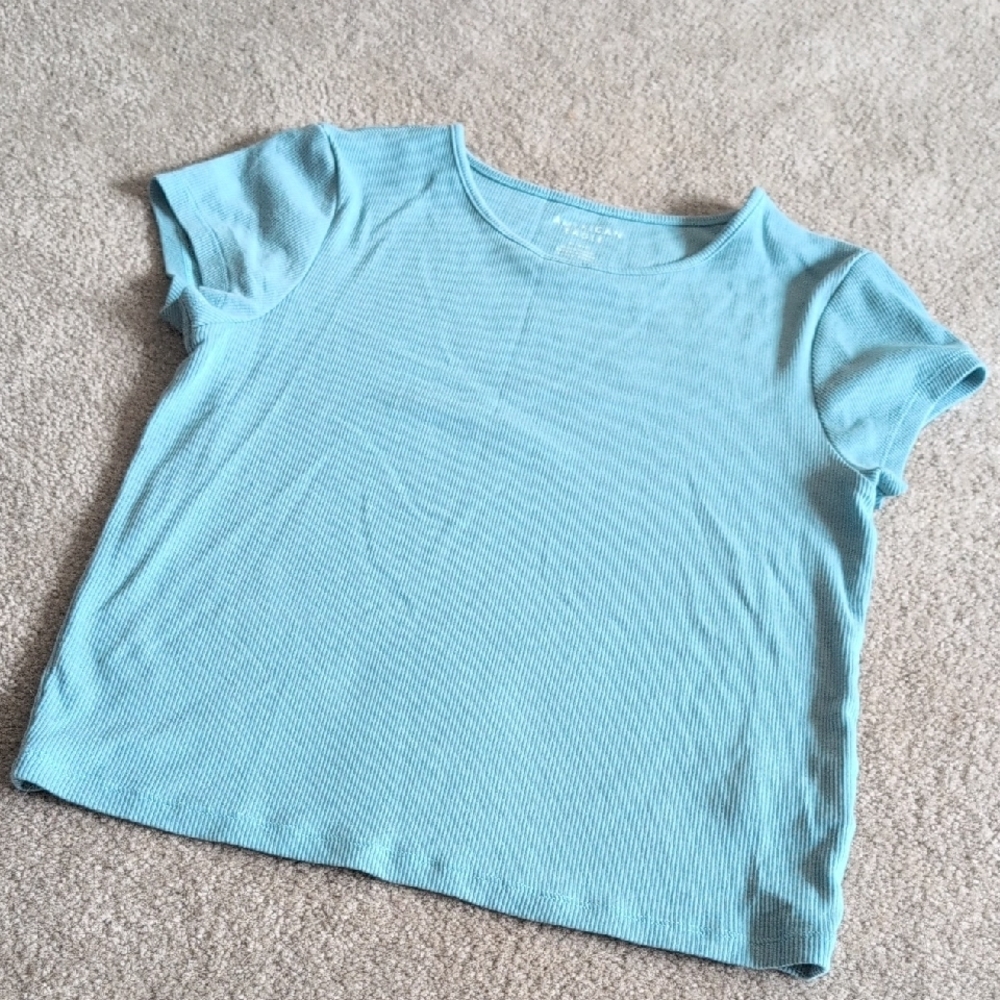 American Eagle Blue Ribbed Tee